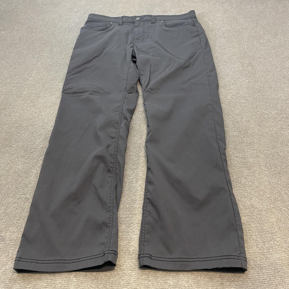 PrAna Pants Mens‎ 34x29 Gray Slim Fit Nylon Stretch Chino Casual Travel Outdoor